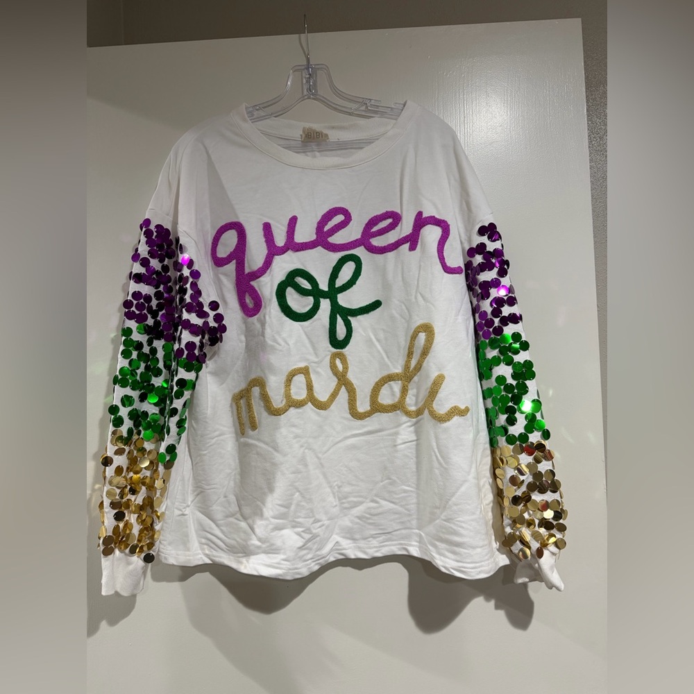 Queen of Mardi Gras Sequin Sweatshirt